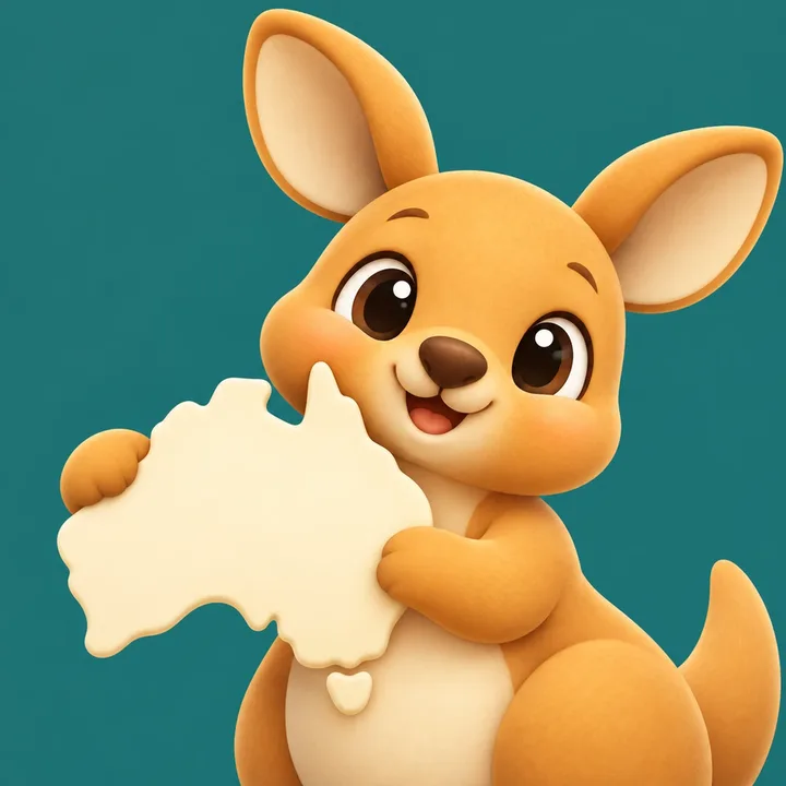 ClearNative kangaroo mascot holding a map of Australia